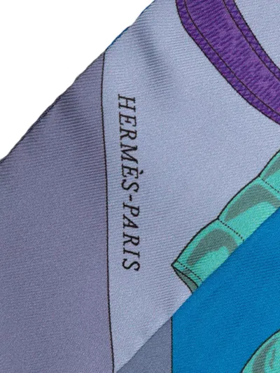 Pre-owned Hermes 2010-2020 Eperon D Or Silk Twilly Scarf Scarves In Blue