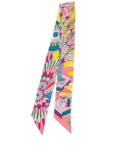Pre-owned Hermes 2010-2024 La Source De Pegase Silk Twilly Scarf Scarves In Multicolour