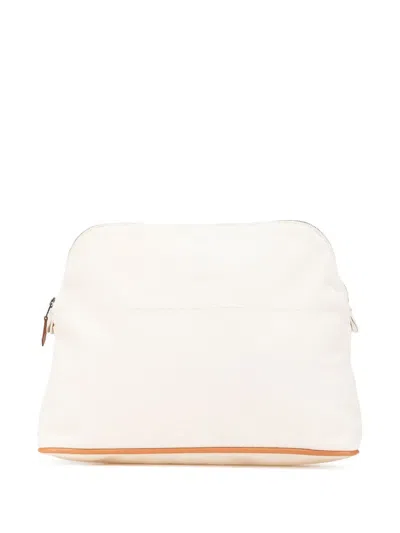 Pre-owned Hermes 2010-2024 Toile Bolide Trousse De Voyage Gm Pouch In White