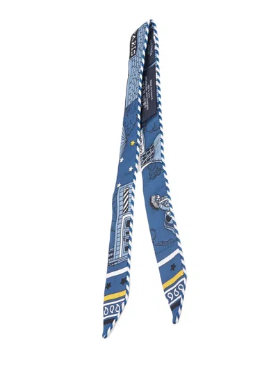 Pre-owned Hermes 2010-2025 Candy Doll Twilly Silk Scarf Scarves In Blue