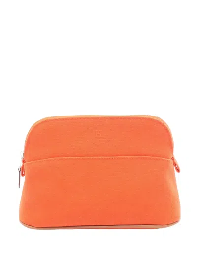 Pre-owned Hermes 2010-2025 Canvas Bolide Case 20 Pouch In Orange