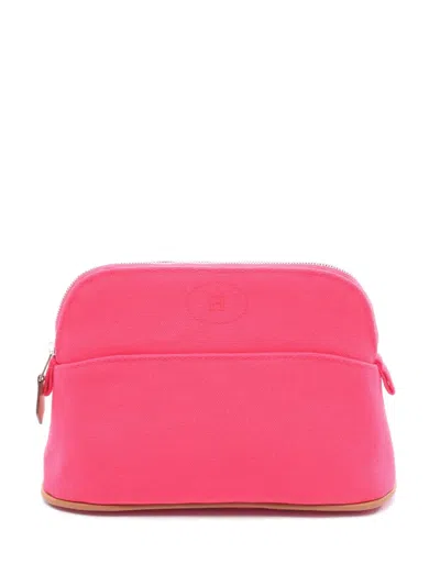 Pre-owned Hermes 2010-2025 Canvas Bolide Case 20 Pouch In Pink