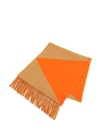 Pre-owned Hermes 2010-2025 Casaque Chevron Muffler Cashmere Scarf Scarves In Brown