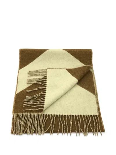 Pre-owned Hermes 2010-2025 Cashmere Casaque Chevron Scarf In Brown
