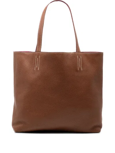 Pre-owned Hermes 2010-2025 Clemence Double Sens 36 Tote Bag In Brown