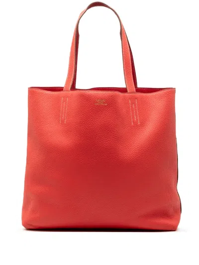 Pre-owned Hermes 2010-2025 Clemence Double Sens 36 Tote Bag In Red