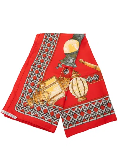 Pre-owned Hermes 2010-2025 Feux De Route Silk Scarf Scarves In Red