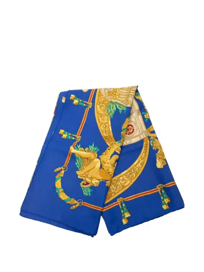 Pre-owned Hermes 2010-2025 Hommage A Charles Garnier Silk Scarf Scarves In Blue
