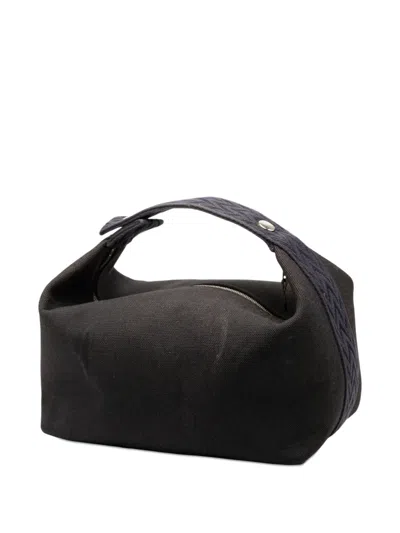 Pre-owned Hermes 2010-2025 Large Canvas H Plume Bride A Brac Case Vanity Bag In Black