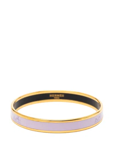 Pre-owned Hermes 2010-2025 Narrow Enamel Caleche Bangle 70 Costume Bracelet In Purple