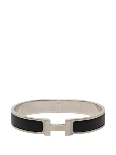 Pre-owned Hermes 2010-2025 Narrow Enamel Clic H Bracelet Gm Costume Bracelet In Black