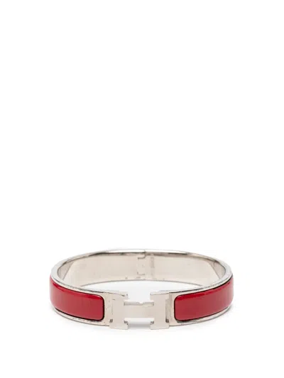 Pre-owned Hermes 2010-2025 Narrow Enamel Clic H Bracelet Pm Costume Bracelet In Red