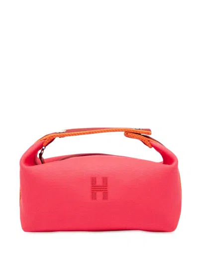 Pre-owned Hermes 2010-2025 Small Canvas Bride A Brac Case Vanity Bag In Pink
