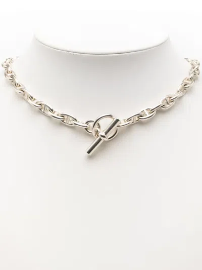 Pre-owned Hermes 2010-2025 Small Sterling Silver Chaine D'ancre Necklace