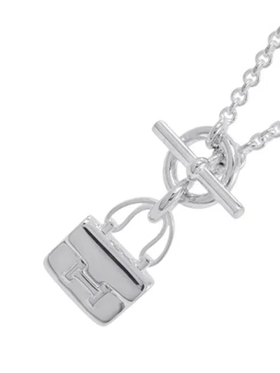 Pre-owned Hermes 2010-2025 Sterling Silver Amulettes Constance Necklace