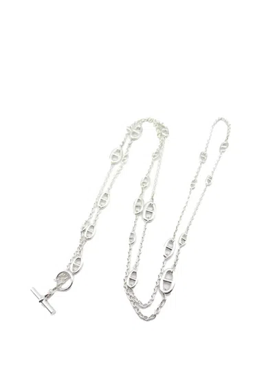 Pre-owned Hermes 2010-2025 Sterling Silver Chain D'ancre Farandole Necklace