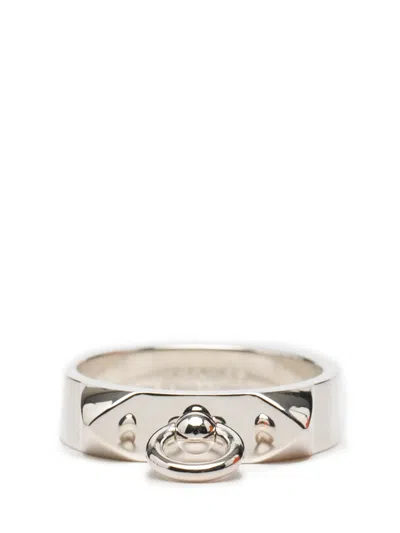 Pre-owned Hermes 2010-2025 Sterling Silver Collier De Chien Ring