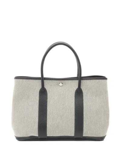 Pre-owned Hermes 2010-2025 Toile And Negonda Garden Party 36 Tote Bag In Brown