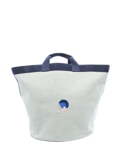 Pre-owned Hermes 2010-2025 Toile Basket Tote Bag In Blue