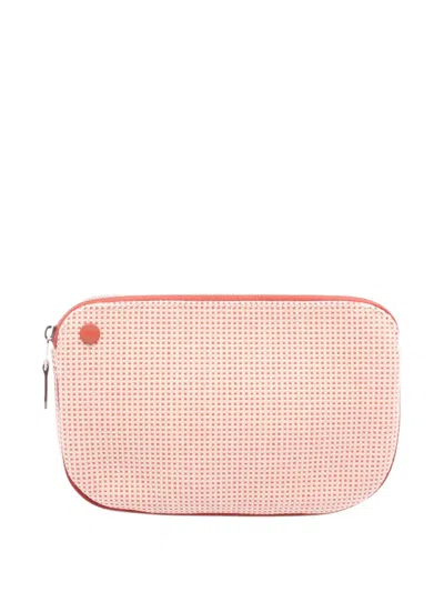 Pre-owned Hermes 2010-2025 Toile Echappé Vermillion Pouch In Orange