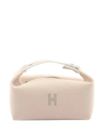 Pre-owned Hermes 2010-2026 Small Toile Bride A Brac Case Vanity Bag In Brown