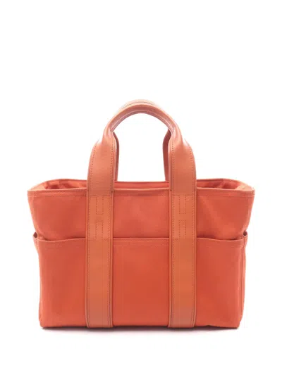 Pre-owned Hermes 2010-2026 Toile And Chevron Acapulco Pm Tote Bag In Brown