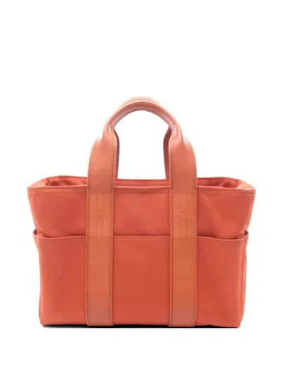 Pre-owned Hermes 2010 Acapulco Pm Potiron Leather Chevron Tote Bag In Orange