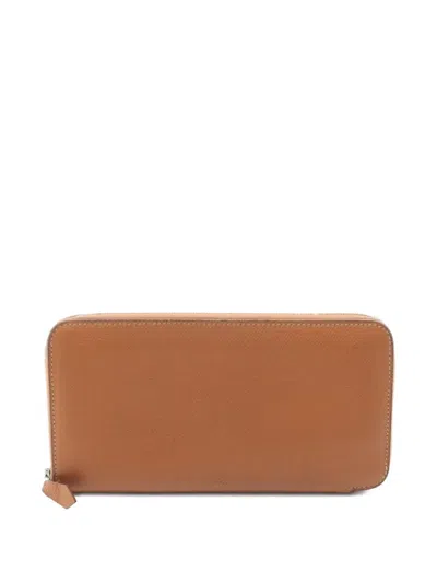 Pre-owned Hermes 2010 Azap Long Wallet In Brown