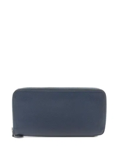 Pre-owned Hermes 2010 Azap Wallet In Blue