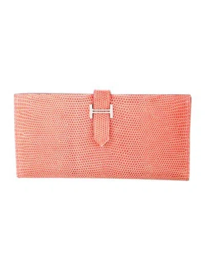 Pre-owned Hermes 2010 Bearn Classic Wallet In Pink