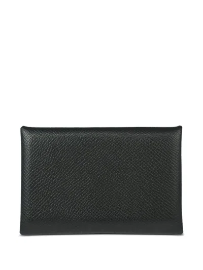 Pre-owned Hermes 2010 Calvi Cardholder In 黑色