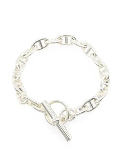 Pre-owned Hermes 2010 Chaine D'ancre Bracelet In Silver