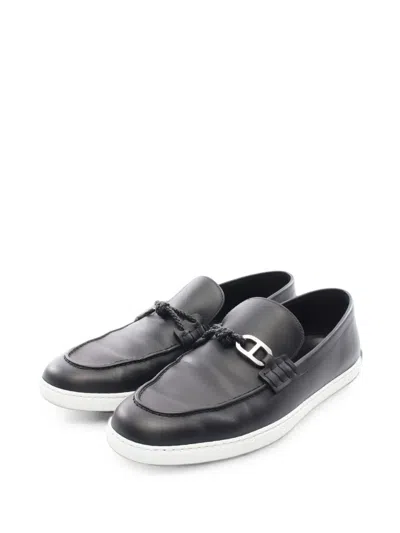 Pre-owned Hermes 2010 Chaîne D'ancre Loafers In Black