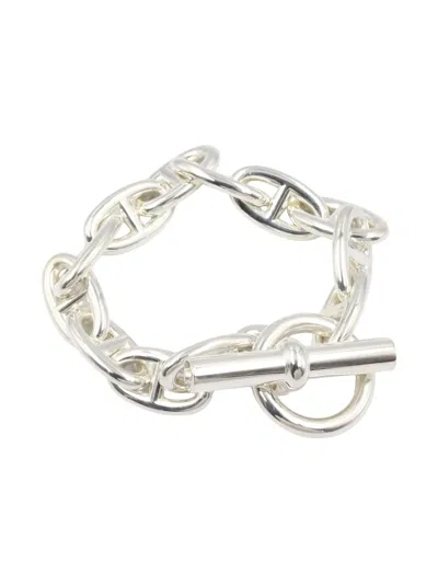 Pre-owned Hermes 2010's Chaîne D'ancre Toggle Bracelet In Silver