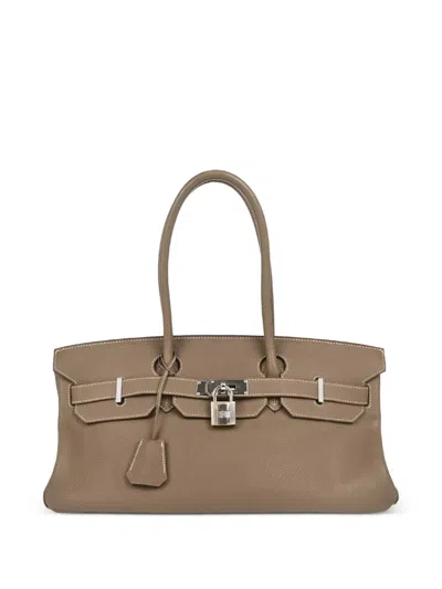 Pre-owned Hermes 2010 Clemence Birkin Handbag In Brown