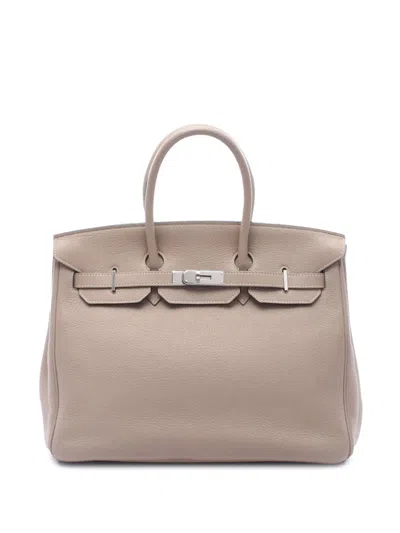 Pre-owned Hermes 2010 Clemence Birkin Retourne 35 Handbag In Brown