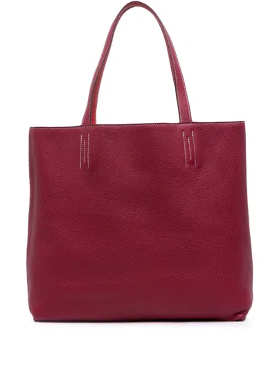 Pre-owned Hermes 2010 Clemence Double Sens 36 Tote Bag In Pink