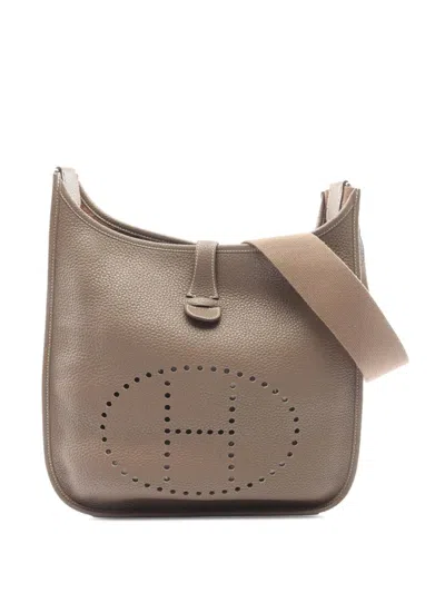 Pre-owned Hermes 2010 Clemence Evelyne I Gm Crossbody Bag In Grey