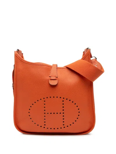 Pre-owned Hermes 2010 Clemence Evelyne Iii 29 Crossbody Bag In Orange