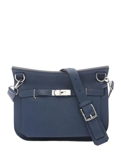 Pre-owned Hermes 2010 Clemence Jypsiere 28 Crossbody Bag In Blue