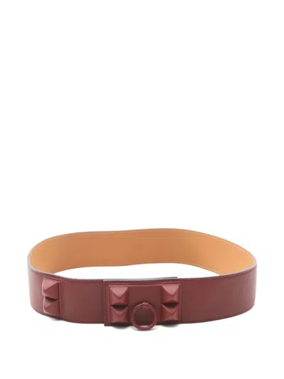 Pre-owned Hermes 2010 Corridian Leather Belt In Red