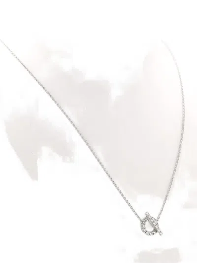 Pre-owned Hermes 2010's Diamond White Gold Finesse Necklace In Silver