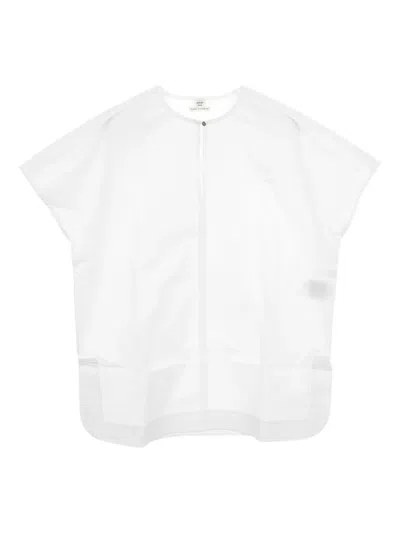 Pre-owned Hermes 2010 Embroidery-logo Cotton Blouse In White