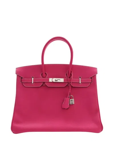 Pre-owned Hermes 2010 Epsom Candy Verso Birkin Retourne 35 Handbag In Pink