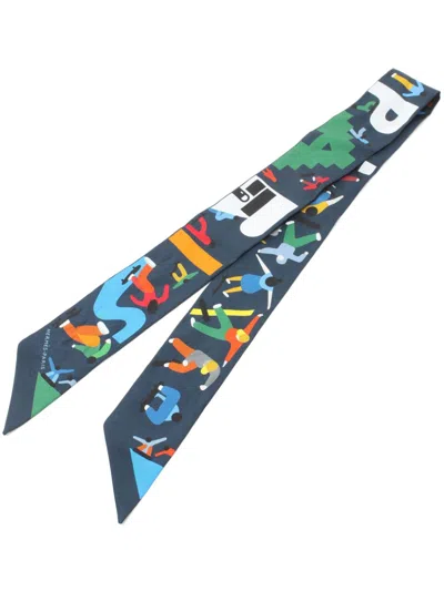 Pre-owned Hermes 2010 Figures Libres Scarf In 蓝色