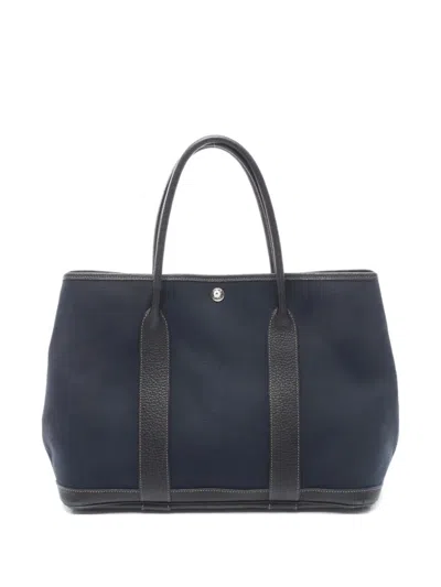 Pre-owned Hermes 2010 Garden Party Pm Tote Bag In Blue
