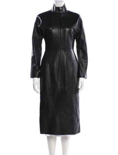 Pre-owned Hermes 2010's Goat Leather Coat In Black