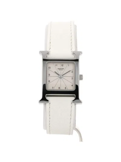 Pre-owned Hermes 2010 Heure 21mm In White
