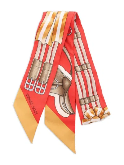Pre-owned Hermes 2010 Jumping Twilly Scarf In Red