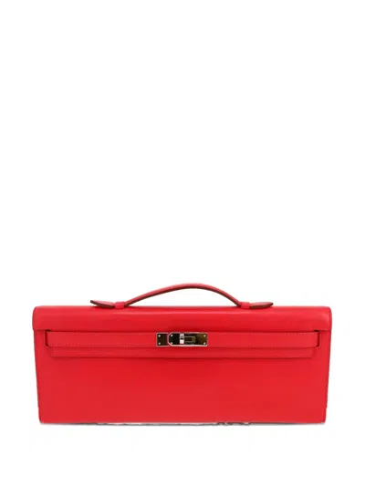 Pre-owned Hermes 2010 Kelly Cut Pouch In Red
